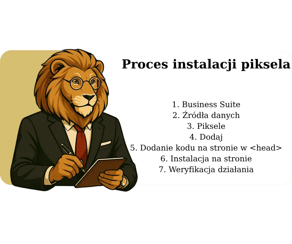 Proces instalacji Meta Pixel w Meta Business Suite: utworzenie piksela, wybór źródeł danych, instalacja kodu na stronie i weryfikacja działania